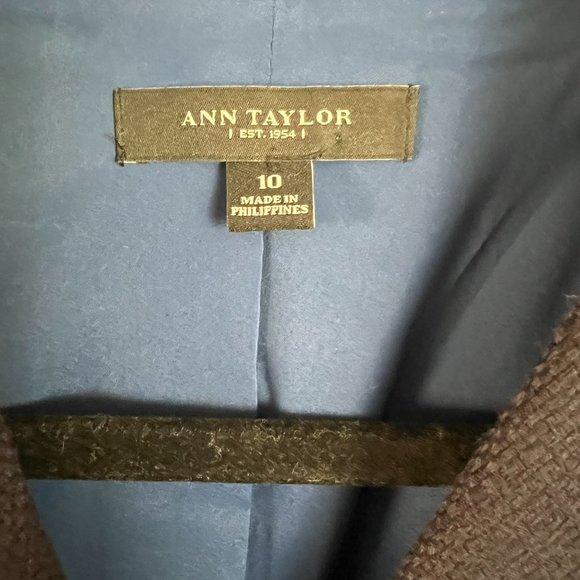 Navy Peplum Cotton Blazer // Ann Taylor Women's Size 10 - Picture 2 of 6